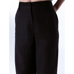 Renata Black Wide-Leg Linen Pants 2