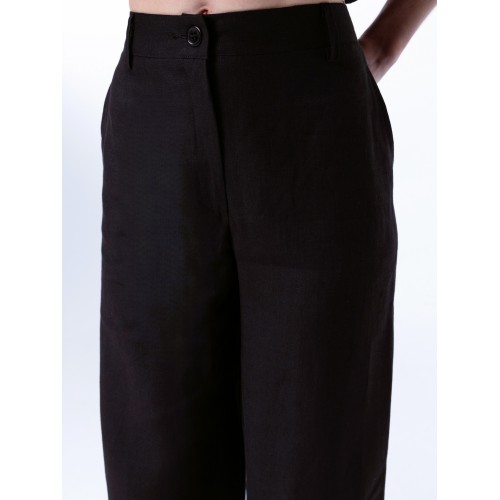 Renata Black Wide-Leg Linen Pants