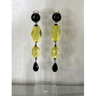 Boucles d'oreilles clip longues jaune et noir Maya