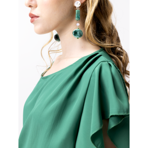 Boucles d'oreilles clip verte Agatha