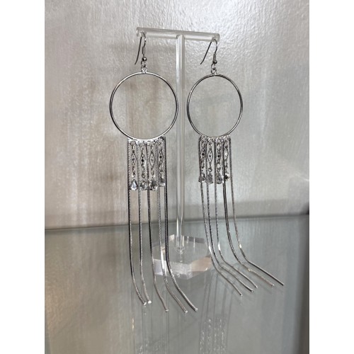 Joy Steel and Crystal Dangle Earrings