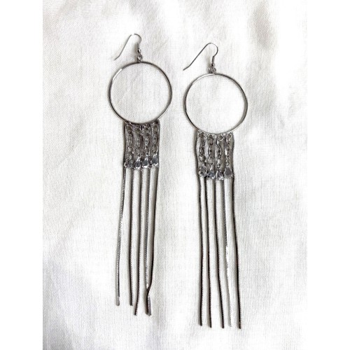 Joy Steel and Crystal Dangle Earrings
