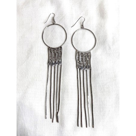 Joy Steel and Crystal Dangle Earrings