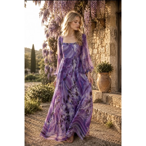 Abelle Lilac Silk Maxi Dress