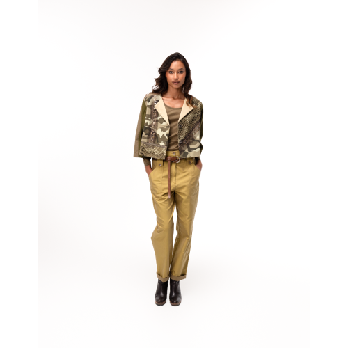 Selly Short Flared Jacket in Khaki
