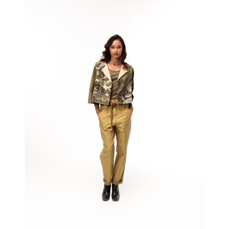Selly Short Flared Jacket in Khaki