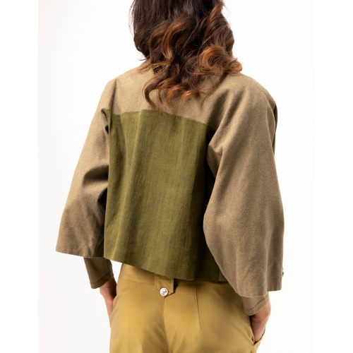 Selly Short Flared Jacket in Khaki