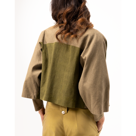 Selly Short Flared Jacket in Khaki