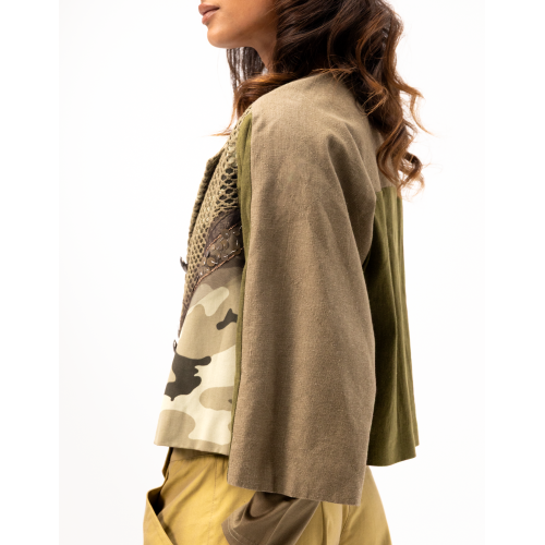 Selly Short Flared Jacket in Khaki