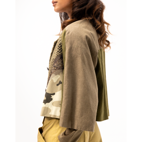 Selly Short Flared Jacket in Khaki