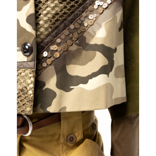 Selly Short Flared Jacket in Khaki 2