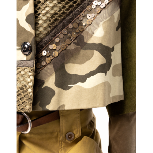 Selly Short Flared Jacket in Khaki