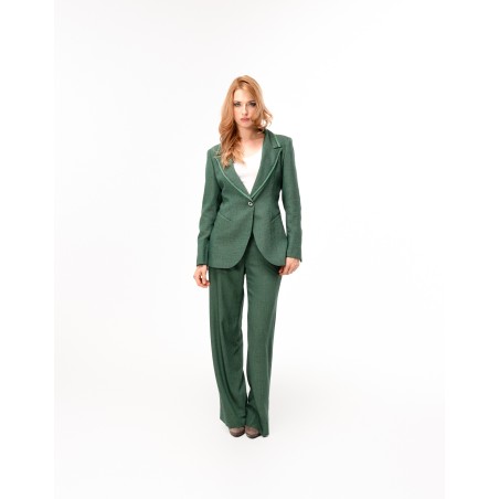 Veste longue Zelinda en laine chinée verte