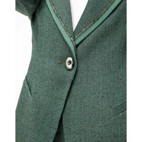 Veste longue Zelinda en laine chinée verte