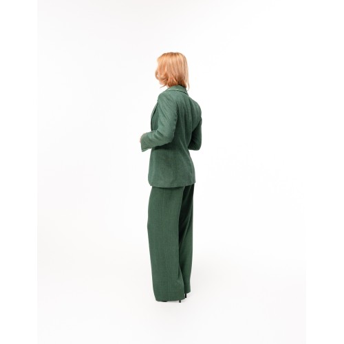 Pantalon large Renata en laine chinée...