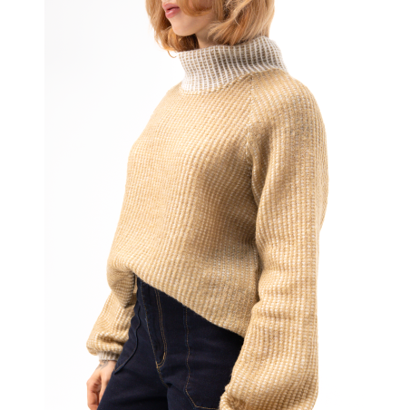 Pull Vanessa en laine beige irisée