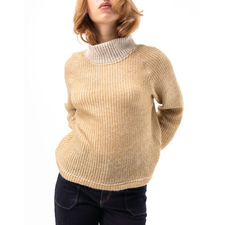 Pull Vanessa en laine beige irisée