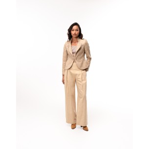 Blazer Line en tweed de laine beige brodé