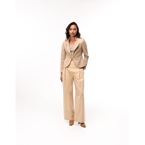 Blazer Line en tweed de laine beige...