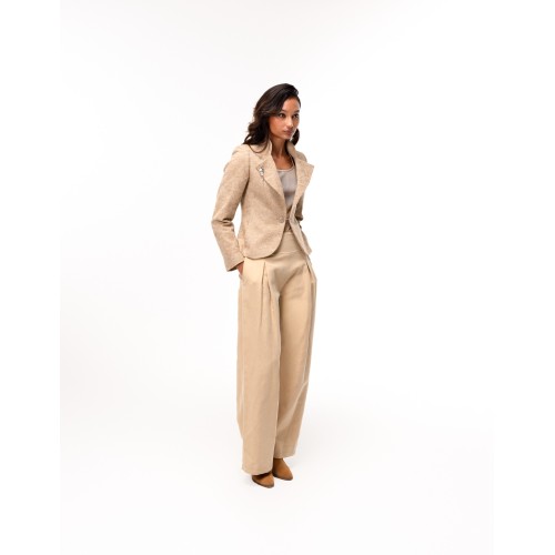 Blazer Line en tweed de laine beige...