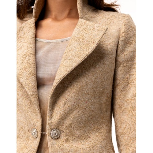 Blazer Line en tweed de laine beige...