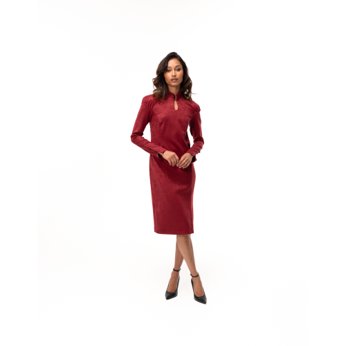 Robe Jade en brocart rouge indien