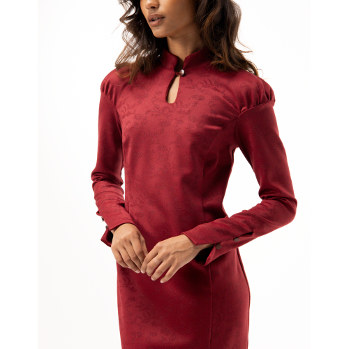 Jade Red Brocade Dress