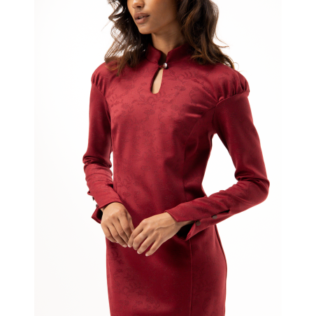 Robe Jade en brocart rouge indien