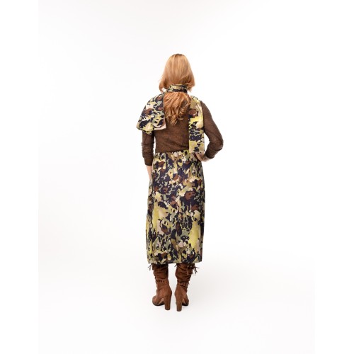 Long silk skirt camouflage Cléo