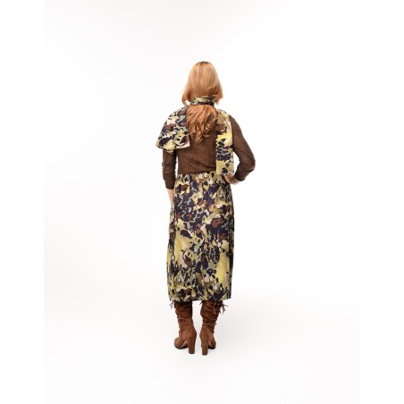 Long silk skirt camouflage Cléo