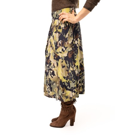 Long silk skirt camouflage Cléo