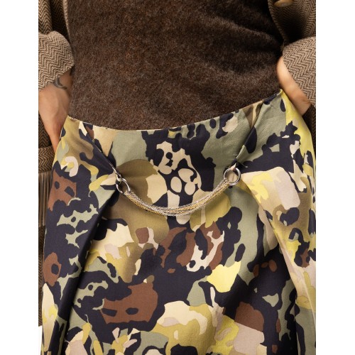 Long silk skirt camouflage Cléo