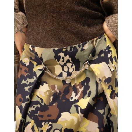 Long silk skirt camouflage Cléo