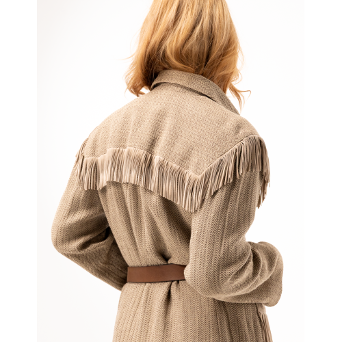Delia Fringed Jacket in Herringbone...