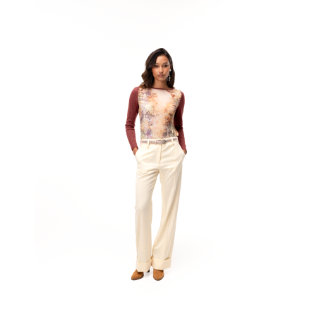 Myriam Top in Wool and Angora with a Floral Print