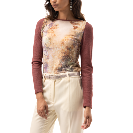 Myriam Top in Wool and Angora with a Floral Print