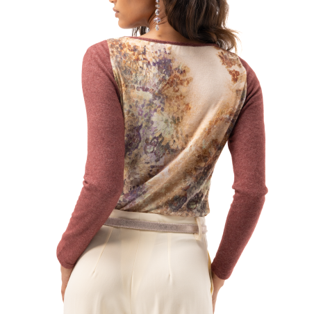 Myriam Top in Wool and Angora with a Floral Print