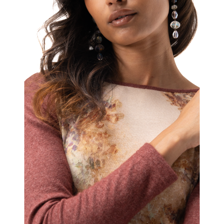 Myriam Top in Wool and Angora with a Floral Print