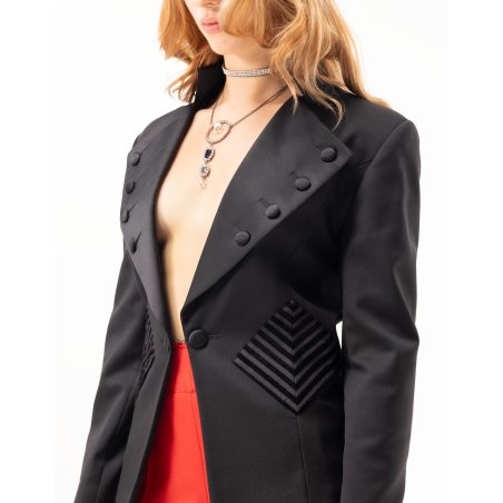 Miki “Napoleon” Jacket in wool and black silk satin