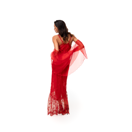 Robe longue en dentelle rouge Johanna