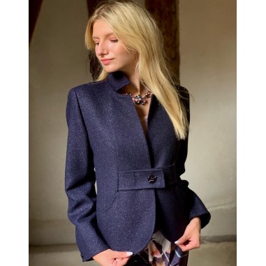Veste cintrée en laine bleu Louane