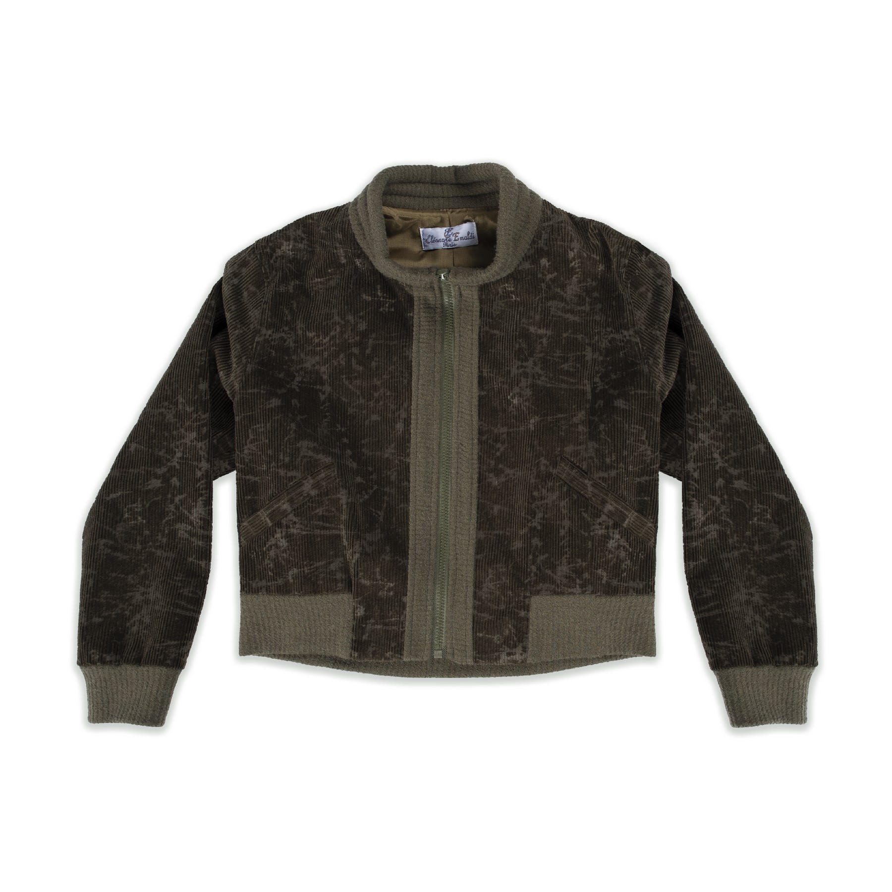 Khaki burnt velvet jacket with matching wool jersey